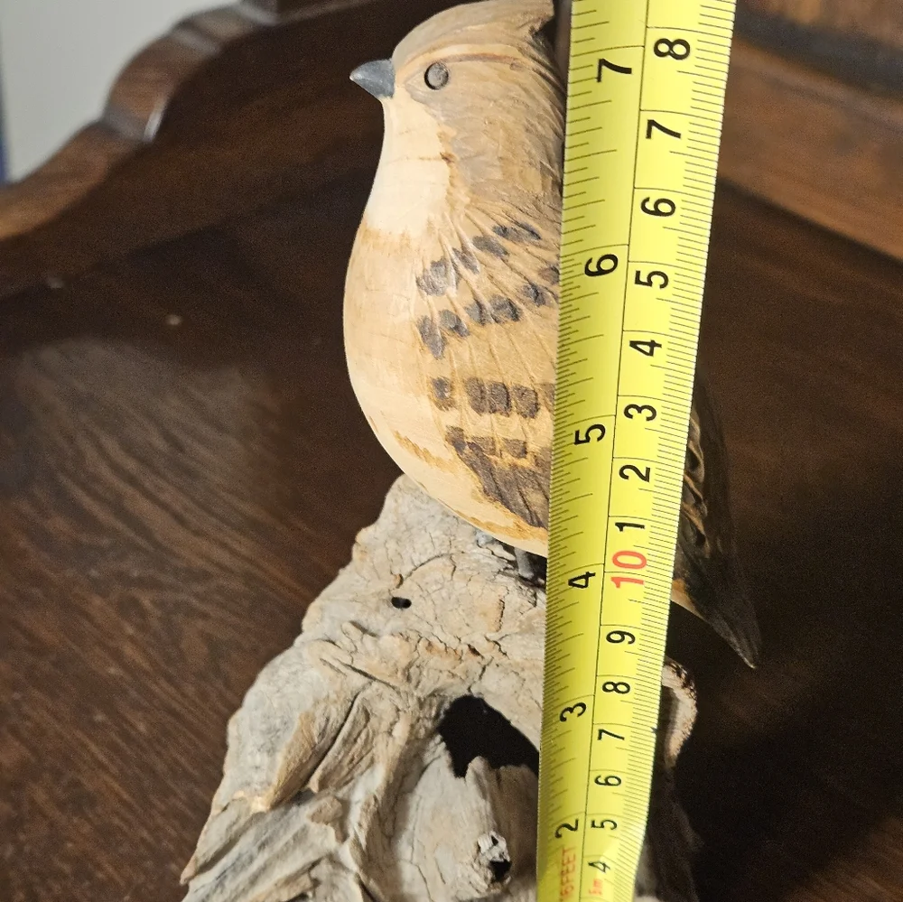 Handcrafted Drift Wood Bird Figurine - Brown